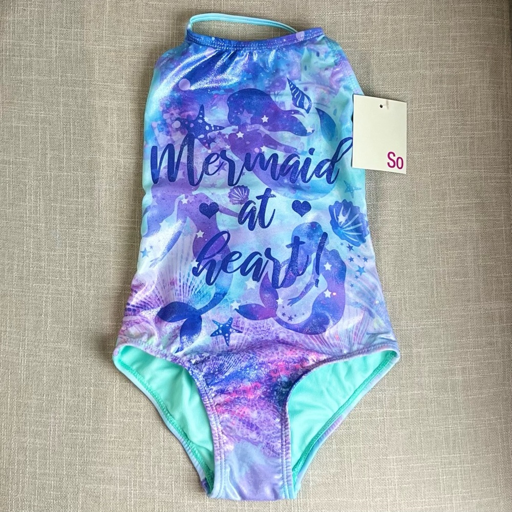 🛑KEPT🛑 SO Mermaid Girls Swimsuit Bathing Suit 4/5 - Picture 2 of 6